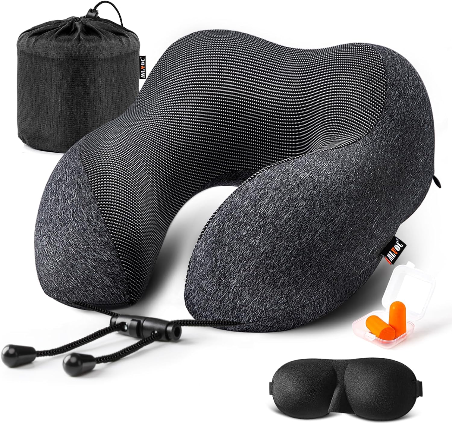 BUYUE Travel Neck Pillows for Airplane, 360° Head Support Sleeping  Essentials for Long Flight, Skin-Friendly & Breathable, Kit with 3D  Contoured Eye